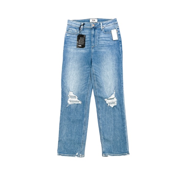 PAIGE Stella High Rise Crop Straight Jeans in Nola Deconstructed - NWT - Picture 2 of 3